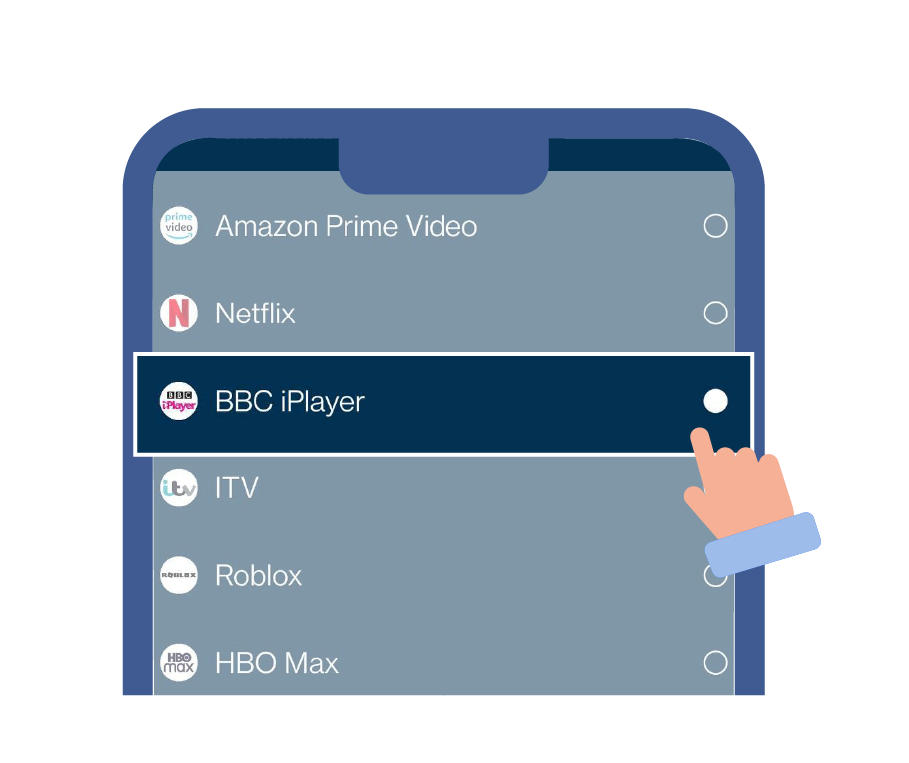 Select the service of your choice from the dropdown list